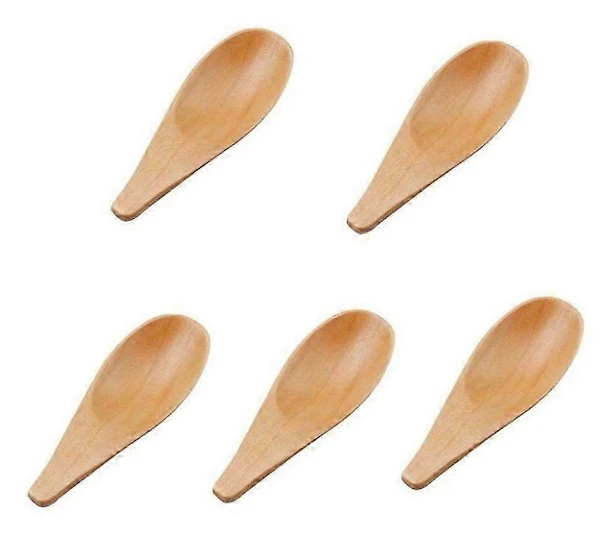 5 stycken Mini Träslev Kryddsked med Kort Handtag, för Kaffe Lösa Te Blad Mjölkpulver Krydda Godis, Etc js
