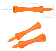 100 st 70 mm orange plastgolftee, hållbara slottgolftee, för golfdrivare, golfmattor och plastgolfbollar