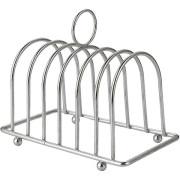 Toast Holder Bread Loaf Slice Holder Rack Stainless Steel 6-Slice Compartment Breakfast Toast Holder with Ball Feet and Carry Handle