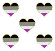 5-pack Bisexuell stolthet hjärtformade knappnålar broscher flaggmärke brosch Pack 5 Asexual