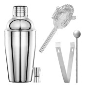 Cocktailshaker-mixerset i rostfritt stål med sil
