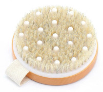 Kroppsborste för torr hud med trähandtag, exfolierande torrborste med naturligt borst