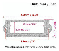 [24-pack] Svart kontorsbibliotek fil låda skåp kort tagg etiketthållare metallram 83 mm x 30 mm