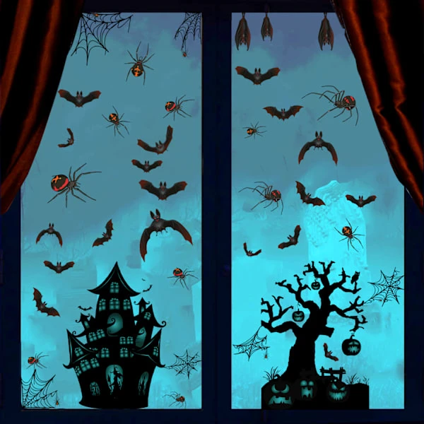Halloween Window Decals, 6 Sheets Double-Sided Decals Hallowe