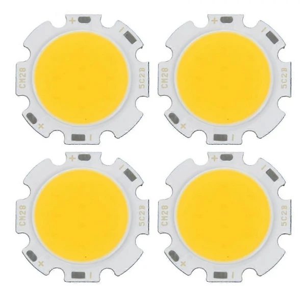 4x 5W Chip Ljus Runda Cob Super Ljusa Led Lampor Varmvit Dc15-17v