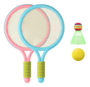Tennisracketset för barn i plast, badmintonracket för småbarn med badmintonboll och tennisboll, inomhus- och utomhussportaccessoar