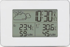 Bakgrundsbelyst blå väderstation - multifunktionsklocka med temperatur- och luftfuktighetsförutsägelse