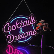 Cocktails And Dreams Neonskylt För Väggdekor Neonskyltar Med Dimmer LED Neonskyltar Sovrum Ölbar Neonljusskylt Hotell Party Klubb Kontor