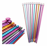 Set med 11 10,6" 2-8 mm tunisiska virknålar i aluminium