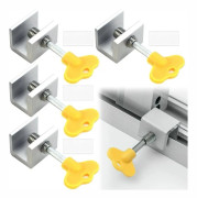 Skjutbara fönsterlås, 4-pack, justerbart fönsterlås för skjutdörrar - Förbättrad säkerhet i aluminiumlegering för dina fönster