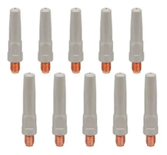 10 STK Anti-svetsstänk Svetsning Trådmatningstips Belagd Svetspistol Munstycke MIG Svetsverktyg Förbrukningsmaterial 8,8x40x1,0mm