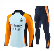 2425 Ny Real Madrid Fotboll Långärmad Halv Dragkedja Tränings Tröja för Vuxna och Barn Grå Orange Grå-orange-FA-