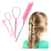 4st Topsy Tail Hårverktyg Hårslinga Verktyg Hårflätning Verktyg med råttsvanskam, hästsvansögla hårband Remover Cutter Snabb hårstyling Tillbehör