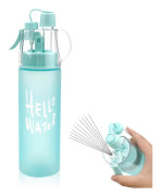Vattensprayflaska Dimmsprayflaska Utomhussportvattenflaska 580 ml Dricksflaska med fällbart sugrör, för befuktning och kylning Frosted Blue
