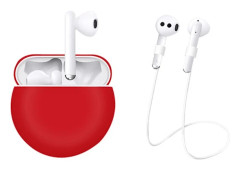 Huawei Freebuds 3 silikonskydd med nackrem - Röd Röd