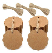 100 st kraftpapperetiketter, presentetiketter, 6x6 cm kraftpapperetiketter - tomma etiketter för presenter