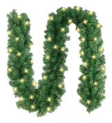 2,7 m Julkrans Jul Rotting Mantel Dekoration Krans Girlang med 30 LED