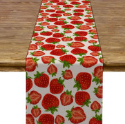 Bordslöpare med Jordgubbar Vår Sommar Frukt Jordgubbstema Födelsedag Baby Shower Party Kök Matbord Heminredning (33 x 183 cm)