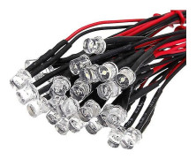 20cm 12V Trådbunden LED-lampa, LED-lampa, Storlek: 5mm Platt topp, Färg: Röd, Antal: 10 st