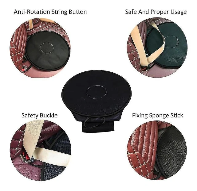 Vridbar Sittdyna för Bil för Äldre, 360 Graders Rotation Lättviktig Portabel Memory Foam Auto Vridbar Kudde-FF-
