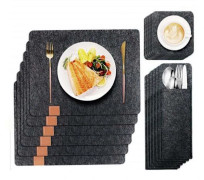 Bordsunderlägg i filt, set om 18 – tvättbara bordsunderlägg, underlägg och bestickfickor i mörkgrått för bord, bar och kök