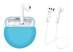 Huawei Freebuds 3 silikonskydd med nackrem - Blå Blå