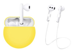 Huawei Freebuds 3 silikonskydd med nackrem - Gul Gul