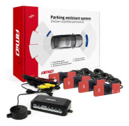Parkeringssensorpaket för kamera och LCD, 4 svarta sensorer, infällt montage 16,5 mm AMIO-02990