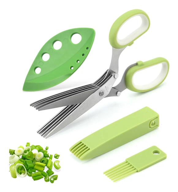 Multifunctional Gourmet Herb Scissors Set with 5 Stainless Steel Blades