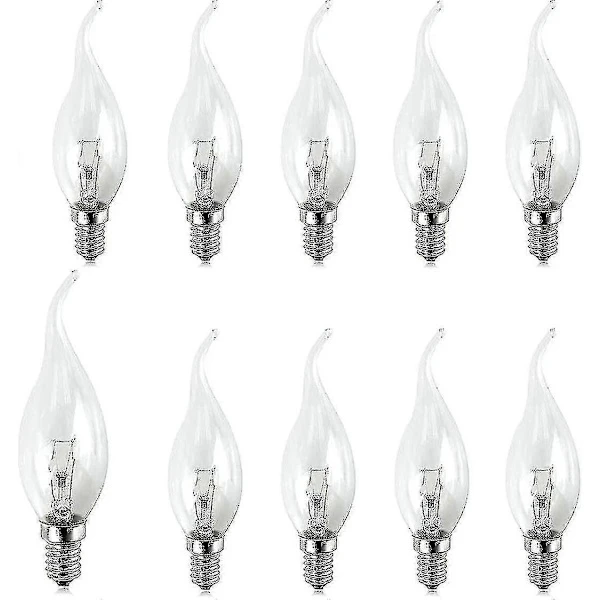 10-pack Små Glödlampor 25W Klar Edison Skruv Flamformad Lampa Ses E14 240V Från Brightfour