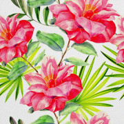 UTOMHUSDEKORATIVA TYGER OXFORD - Motiv Rosa Akvarell Blommor