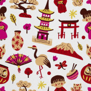 UTOMHUSDEKORATIVA TYGER OXFORD - Japanska symboler motiv