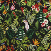UTOMHUSDEKORATIVA TYGER OXFORD - Motiv med exotiska blommor och papegojor I DX158