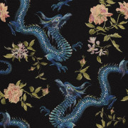 UTOMHUSDEKORATIVA TYGER OXFORD - Motiv blå drakar I DX214