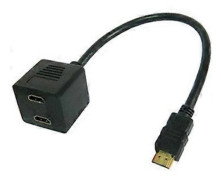 HDMI 19-stifts hane till 2 x HDMI 19-stifts honkabel (0,3 m)