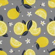 UTOMHUSDEKORATIVA TYGER OXFORD - Motiv med citroner på grått