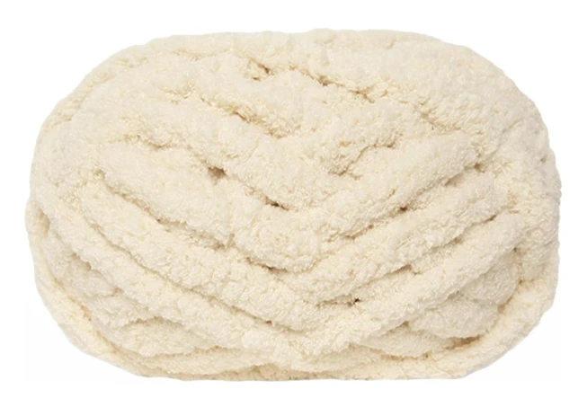2 st Chunky Stickad Chenille Garn för Hand Stickning Filtar, Super Mjuk Stor Jumbo Filt Garn (Beige)
