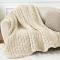 2 st Chunky Stickad Chenille Garn för Hand Stickning Filtar, Super Mjuk Stor Jumbo Filt Garn (Beige)