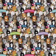 UTOMHUSDEKORATIVA TYGER OXFORD - Motiv Kattparad med Slogans I DX534