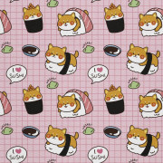 UTOMHUSDEKORATIVA TYGER OXFORD - Motiv Shiba Inu Sushi med Wasabi