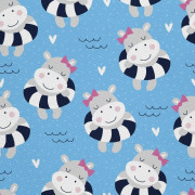 UTOMHUSDEKORATIVA TYGER OXFORD - Motiv med simmande flodhäst