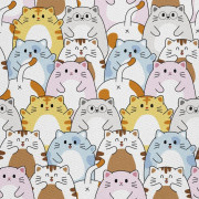 UTOMHUSDEKORATIVA TYGER OXFORD - Motiv med färgglada kawaii-katter