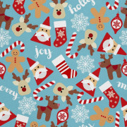 UTOMHUSDEKORATIVA TYGER OXFORD - Julmotiv på blått