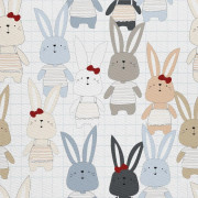 UTOMHUSDEKORATIVA TYGER OXFORD - Motiv Baby Rabbit Doodle I DX509