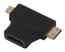 Kombinationsadapter Micro HDMI Hane & Mini HDMI Hane till HDMI Hona 2 i 1