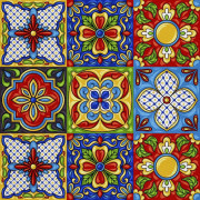 UTOMHUSDEKORATIVA TYGER OXFORD - Mexikanskt Talavera-motiv