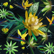 UTOMHUSDEKORATIVA TYGER OXFORD - Motiv med tropiska blommor och löv