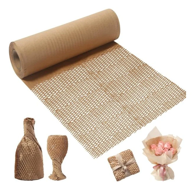 Brun vaxkakepappersförpackning, 30 cm x 30 m biologiskt nedbrytbart bubbelplastpapper, miljövänligt brunt packpapper för flytt och inslagning
