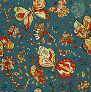 UTOMHUSDEKORATIVA TYGER OXFORD - Motiv med abstrakta blommor och fjärilar I DX400
