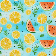 UTOMHUSDEKORATIVA TYGER OXFORD - Citrusfrukter, Vattenmelon - DX2209